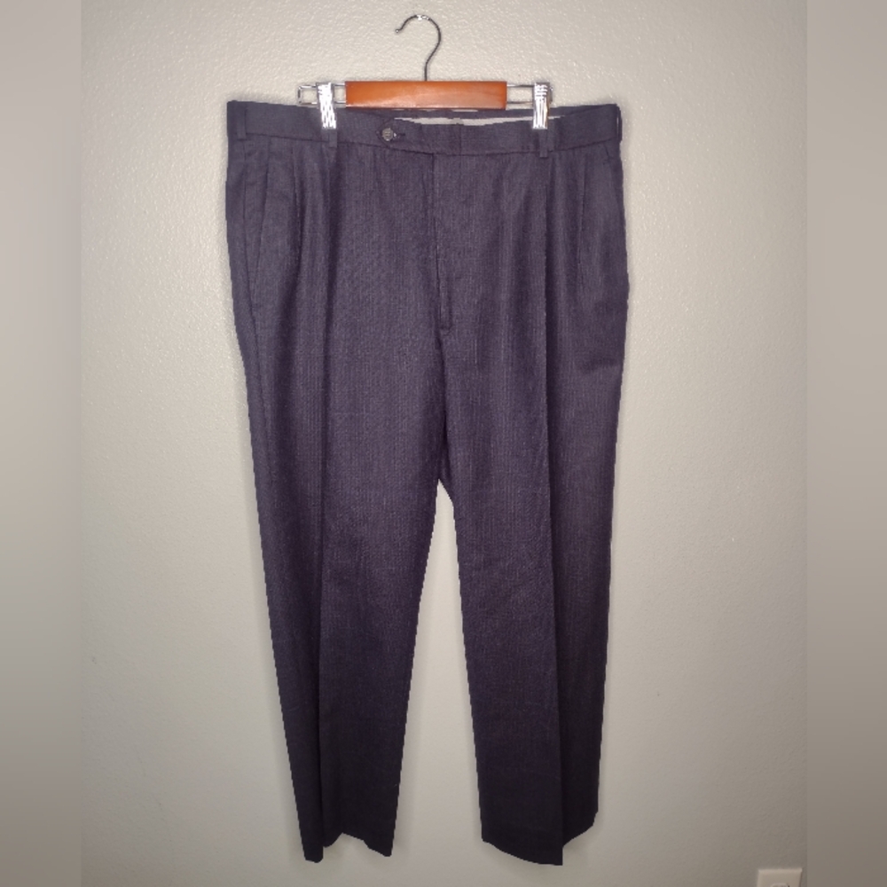 Christian Dior Monsieur Pants Blue Plaid Wool Pleated Dress Slacks Trousers B7